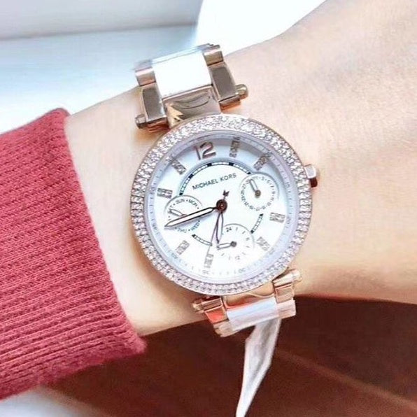 Buy Michael Kors Mini Parker Chronograph White Dial Two Tone Strap Ladies Watch - Mk6261 in Pakistan
