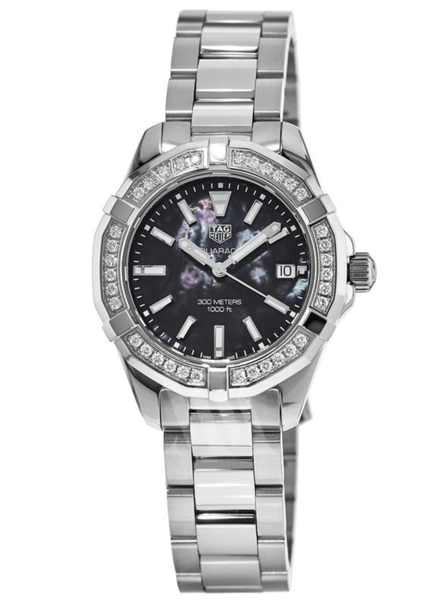 Buy Tag Heuer Aquaracer Black Mother of Pearl Dial with Diamonds Silver Steel Strap Watch for Women - WAY131P.BA0748 in Pakistan