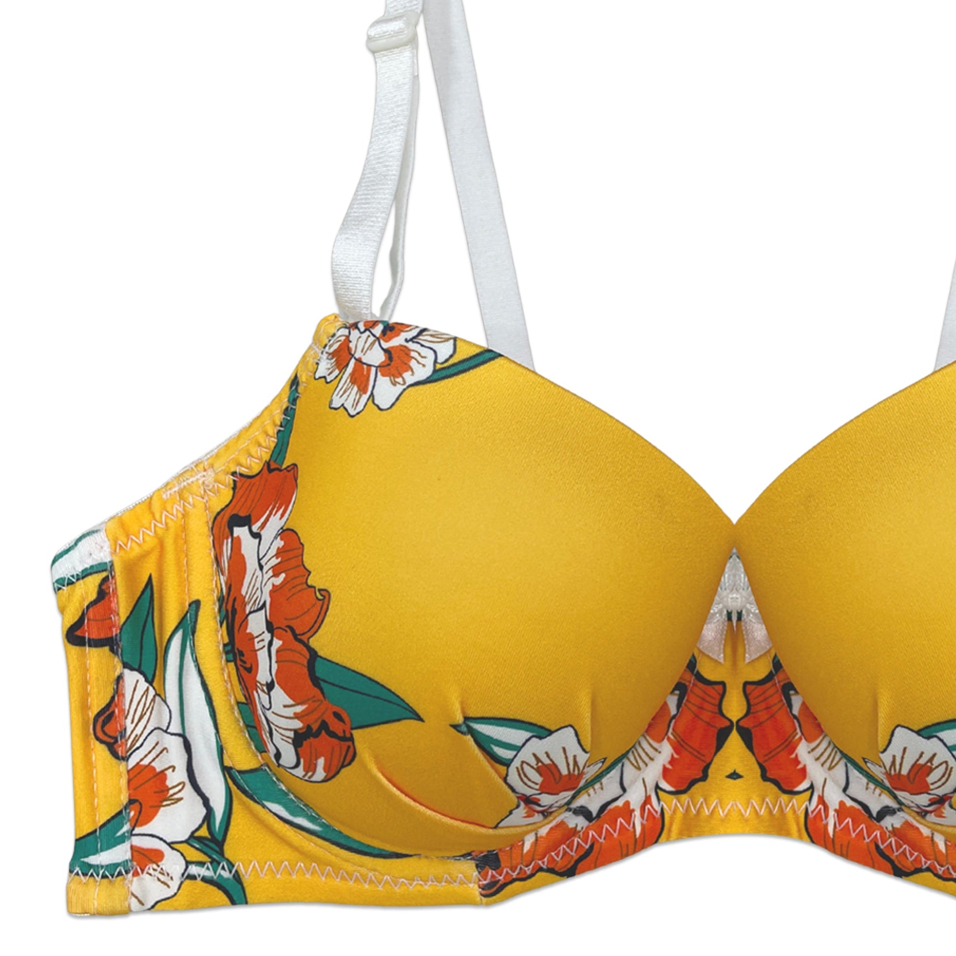 Buy Padded Bra Set - Yellow Floral in Pakistan