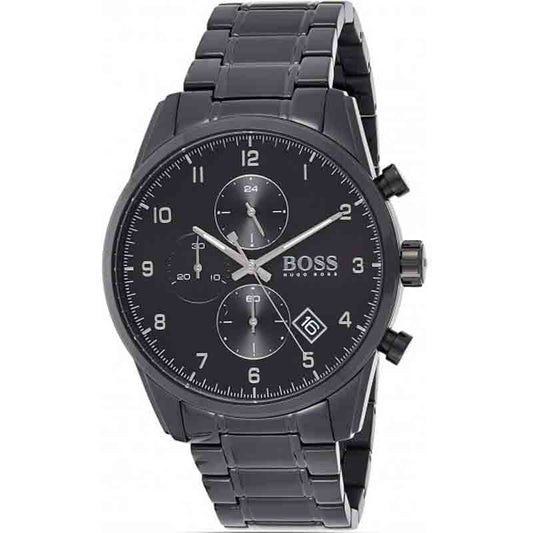 Buy Hugo Boss Mens Quartz Skymaster Chrono Black Stainless Steel Black Dial 44mm Watch - 1513785 in Pakistan