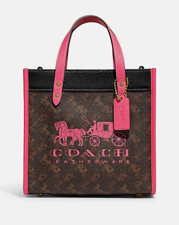 Buy Coach Field Tote In Signature Canvas With Horse And Carriage Print Bag Small - Pink in Pakistan