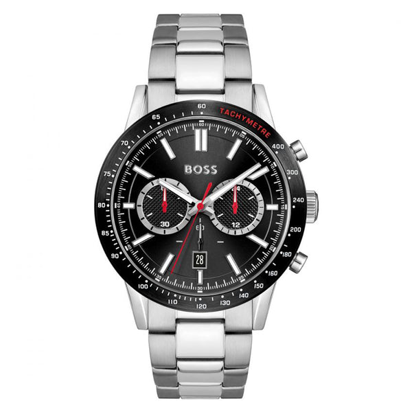 Buy Hugo Boss Mens Allure Chronograph Black Dial Silver Stainless Steel Strap Watch - 1513922 in Pakistan