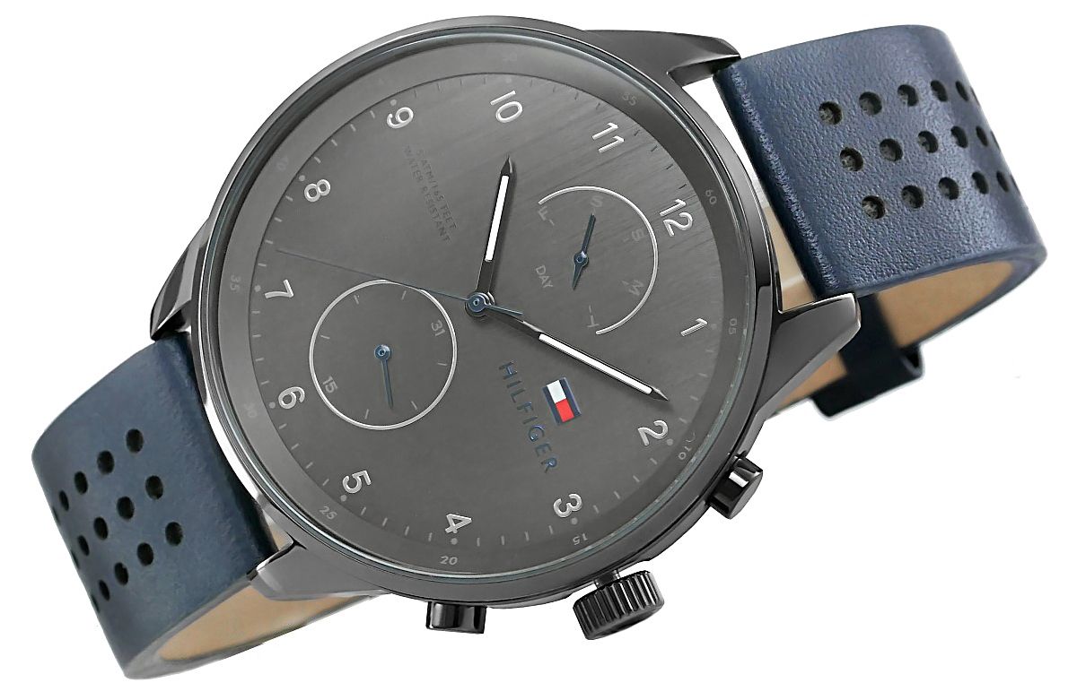 Buy Tommy Hilfiger Quartz Leather Strap Grey Dial 44mm Watch for Men - 1791578 in Pakistan