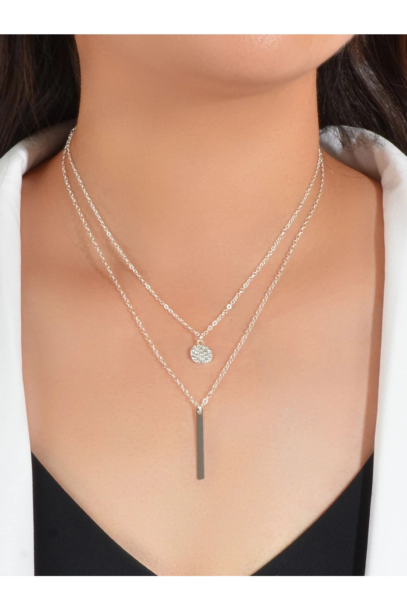 Buy Shein Geometric Charm Layered Necklace in Pakistan
