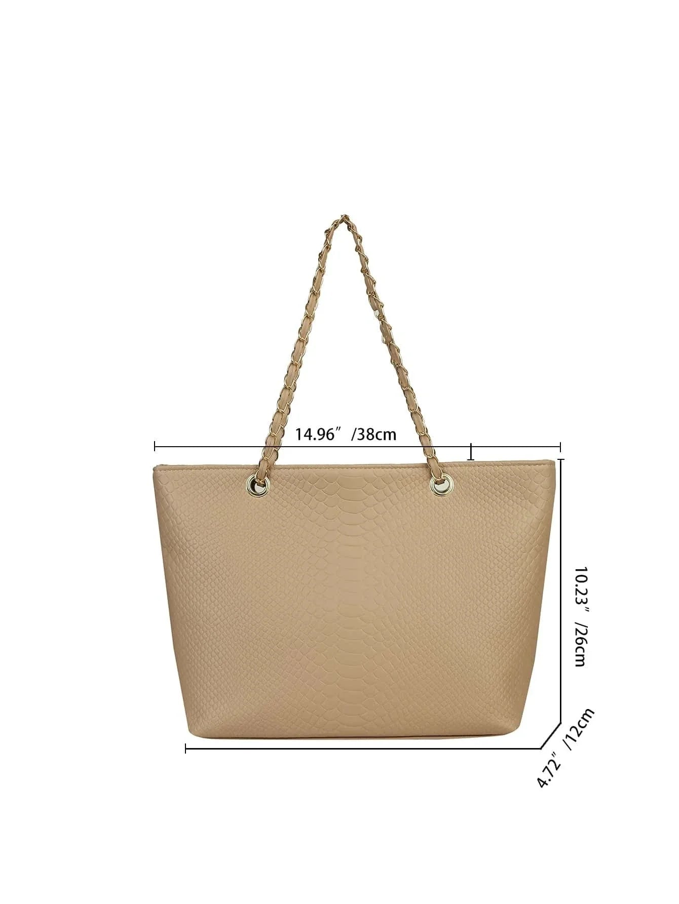 Buy Shein Geometric Embossed Grommet Eyelet Shoulder Tote Bag in Pakistan