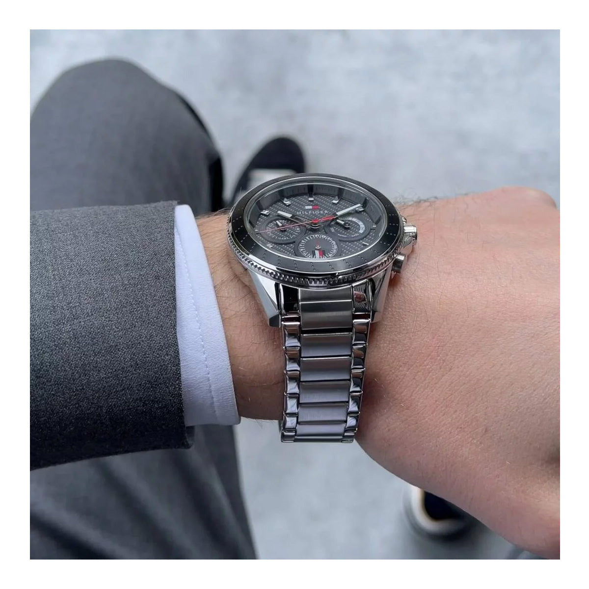 Buy Tommy Hilfiger Mens Quartz Silver Stainless Steel Grey Dial 45mm Watch - 1791857 in Pakistan