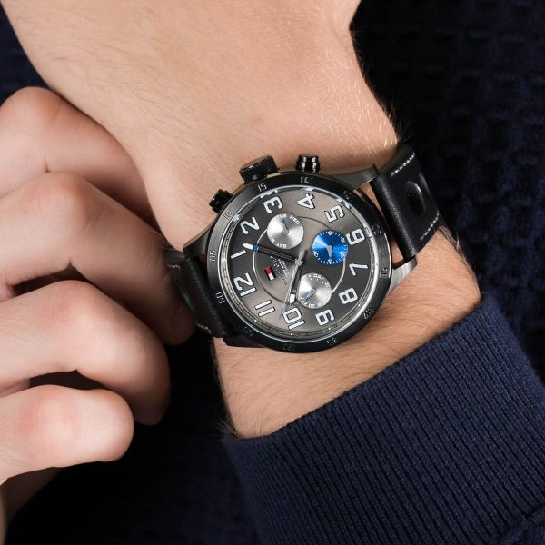 Buy Tommy Hilfiger Quartz Leather Strap Grey Dial 46mm Watch for Men - 1791051 in Pakistan