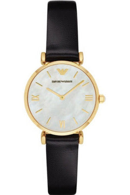 Buy Emporio Armani Women’s Quartz Black Leather Strap Mother of Pearl Dial 32mm Watch AR1910 in Pakistan