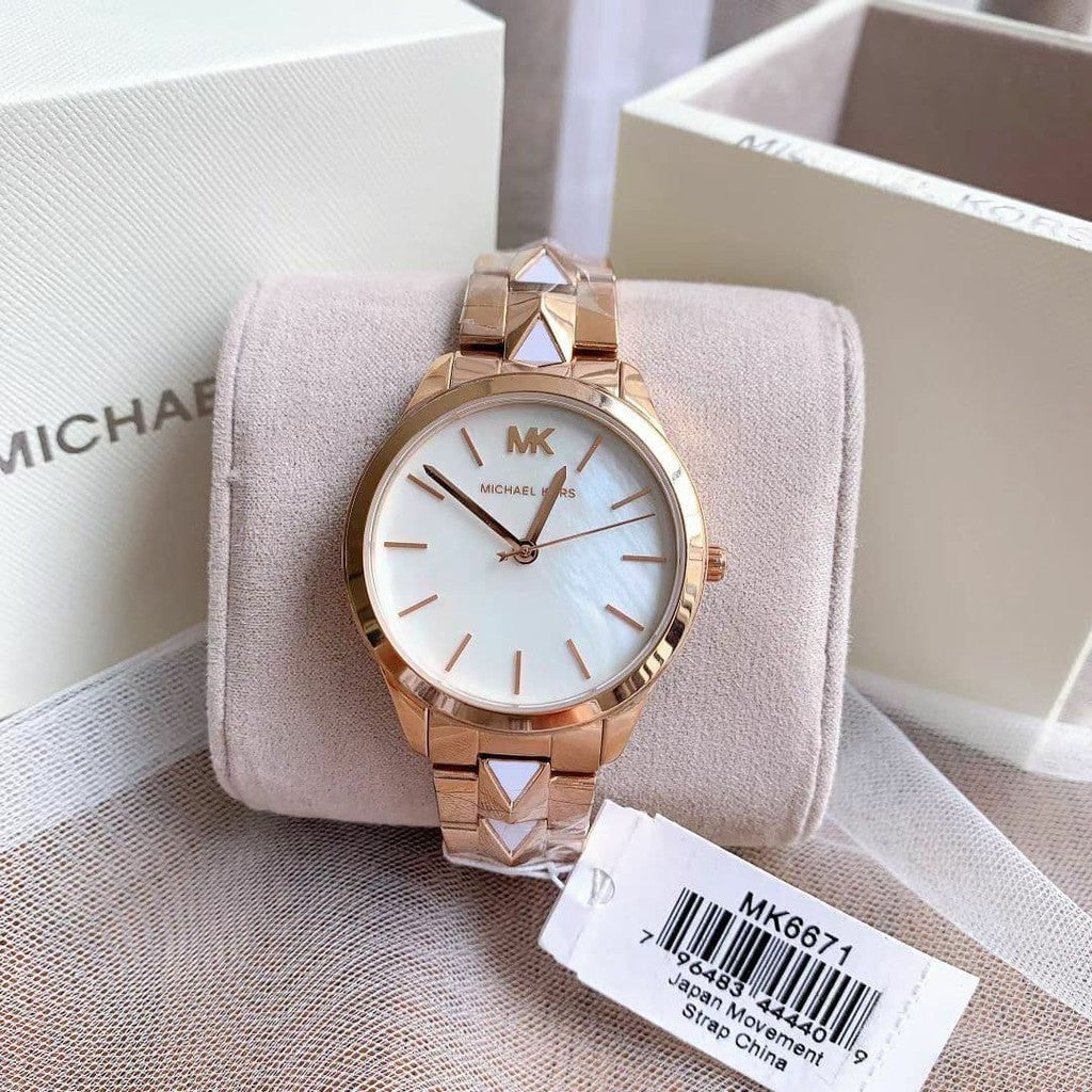 Buy Michael Kors Womens Quartz Runway Stainless Steel Mother Of Pearl Dial 38mm Watch - Mk6671 in Pakistan