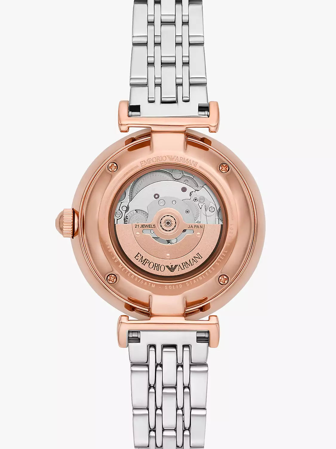 Buy Emporio Armani Women's Automatic Two-tone Stainless Steel Mother of pearl Dial 34mm Watch AR60049 in Pakistan