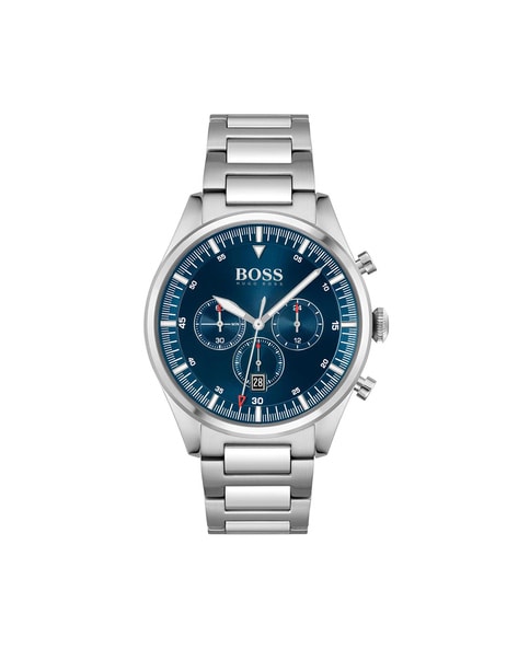 Buy Hugo Boss Mens Quartz Pioneer Silver Stainless Steel Blue Dial 44mm Watch - 1513867 in Pakistan