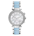 Buy Michael Kors Parker Mother of Pearl Dial Light Blue Strap Ladies Watch - MK6138 in Pakistan