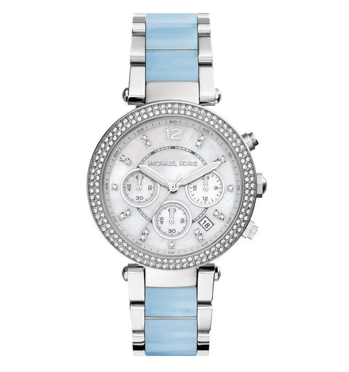 Buy Michael Kors Parker Mother of Pearl Dial Light Blue Strap Ladies Watch - MK6138 in Pakistan