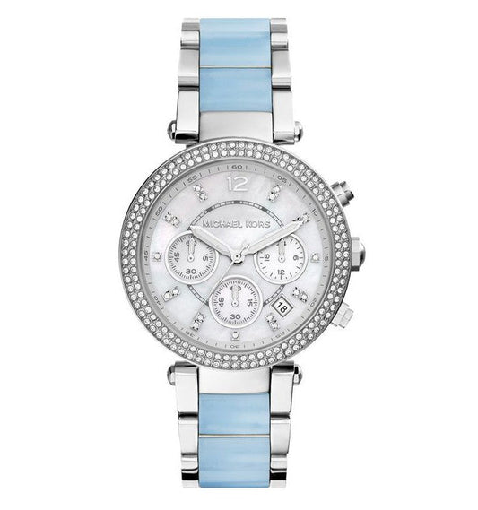 Buy Michael Kors Parker Mother of Pearl Dial Light Blue Strap Ladies Watch - MK6138 in Pakistan