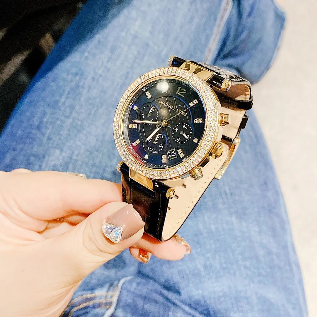 Buy Michael Kors Womens Quartz Parker Leather Strap Black Dial 39mm Watch - Mk6984 in Pakistan