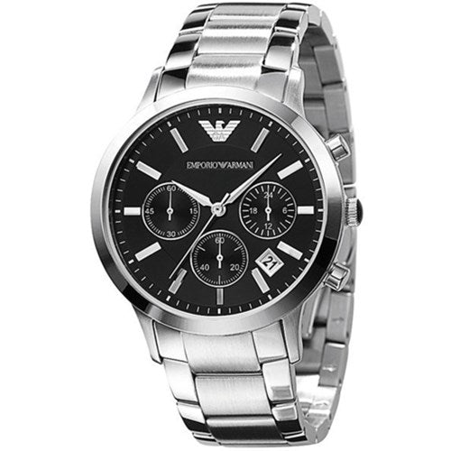 Buy Emporio Armani Classic Silver Stainless Steel Black Dial Chronograph Quartz Watch for Gents β AR2434 in Pakistan