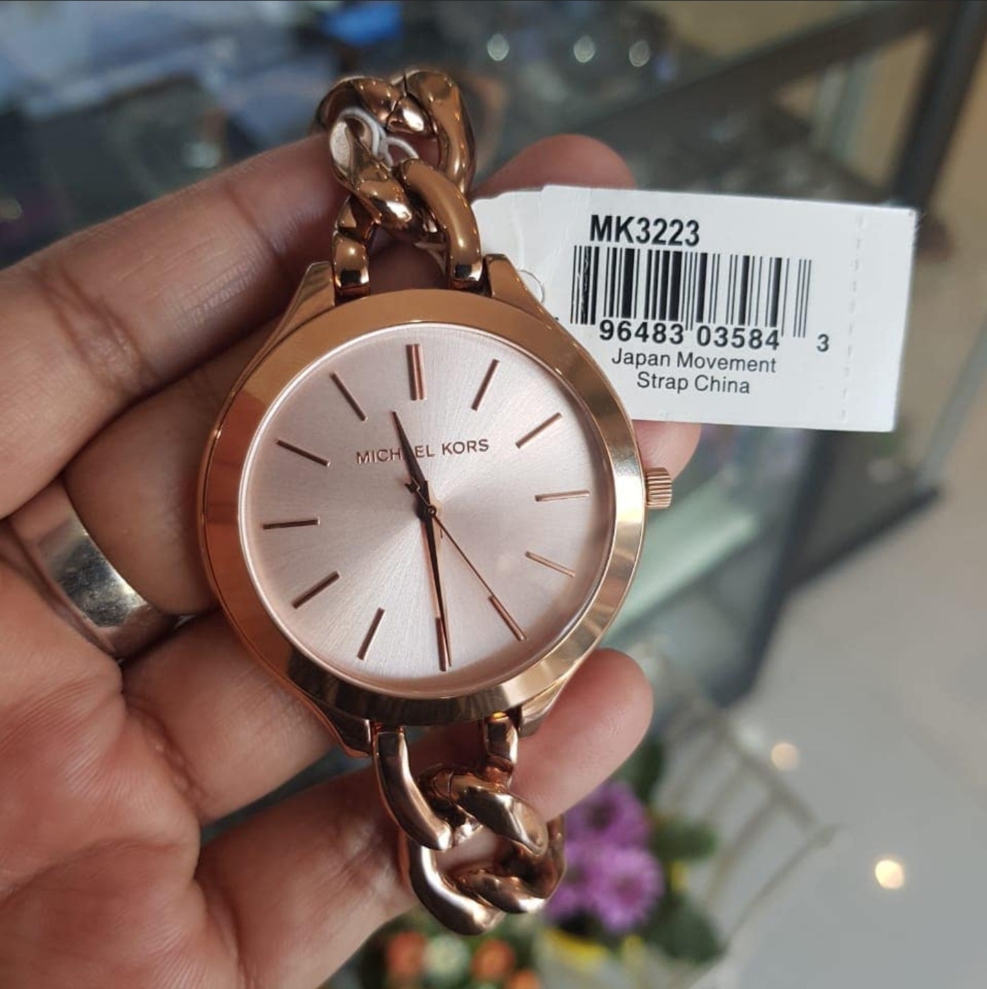 Buy Michael Kors Women's Slim Runway Rose Gold-Tone Stainless Steel Bracelet Watch - MK3223 in Pakistan