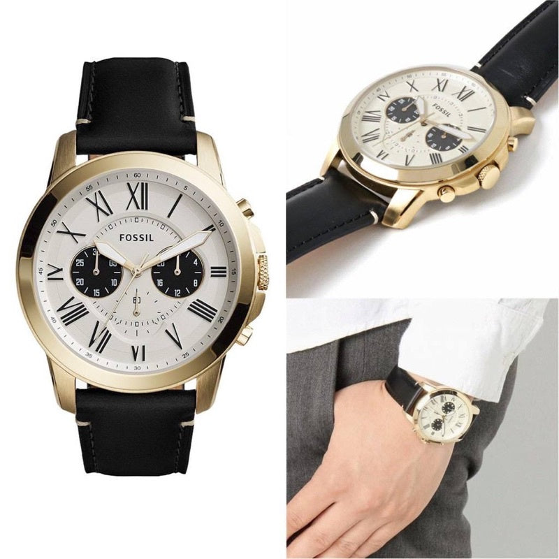 Buy Men's Chronograph Quartz Leather Strap Off White Dial 44Mm Watch in Pakistan