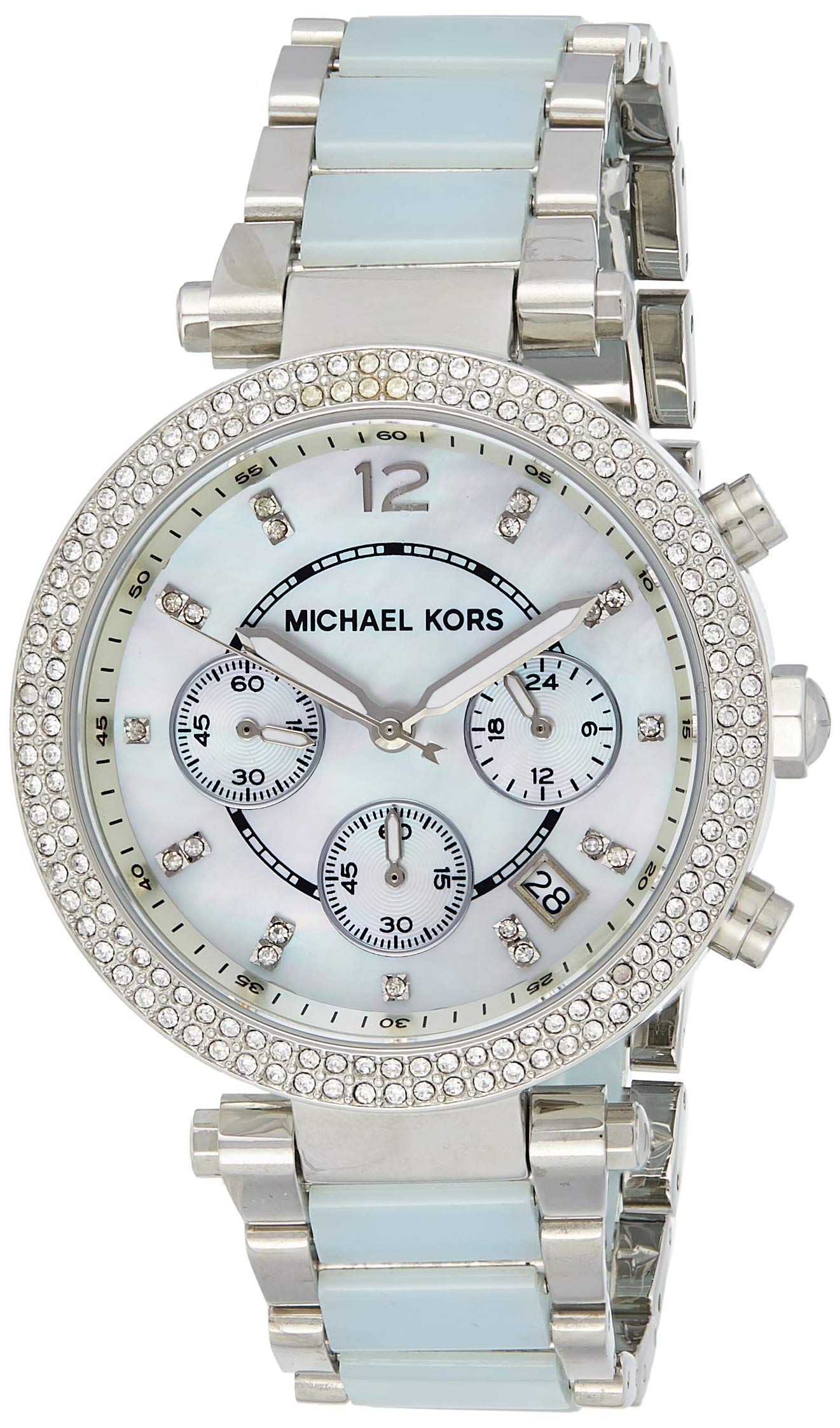 Buy Michael Kors Parker Mother of Pearl Dial Light Blue Strap Ladies Watch - MK6138 in Pakistan