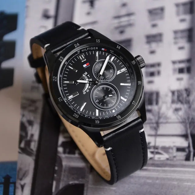 Buy Tommy Hilfiger Quartz Leather Strap Black Dial 44mm Watch for Men - 1791638 in Pakistan