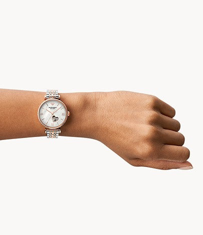 Buy Emporio Armani Women's Automatic Two-tone Stainless Steel Mother of pearl Dial 34mm Watch AR60049 in Pakistan