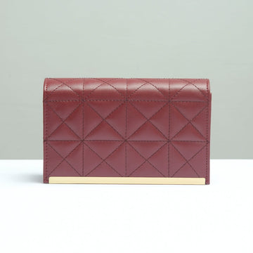 Buy Negative Apparel Embossed Chain Square Bag FD - Burgundy in Pakistan
