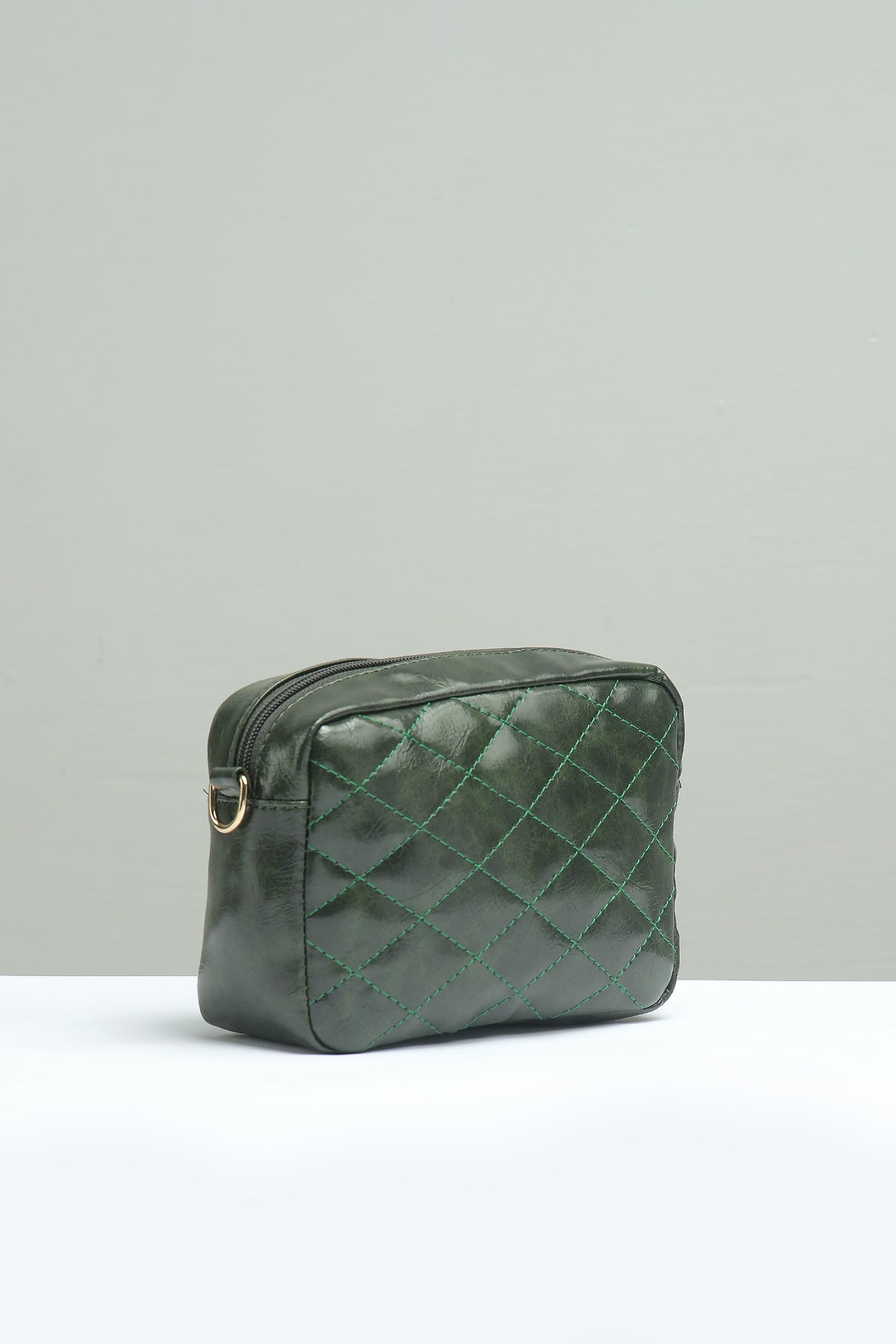 Buy Negative Apparel Mini Quilted Embossed Zip Chain Bag FD - Green in Pakistan