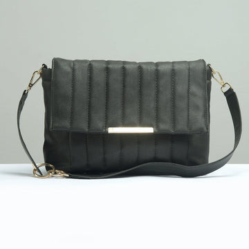 Buy Negative Apparel Quilted Flap Bag With Strap FD - Black in Pakistan