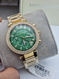 Buy Michael Kors Womens Quartz Chronograph Parker Gold Stainless Steel Green Dial 38mm Watch - Mk6263 in Pakistan