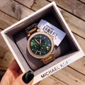 Buy Michael Kors Womens Quartz Chronograph Parker Gold Stainless Steel Green Dial 38mm Watch - Mk6263 in Pakistan