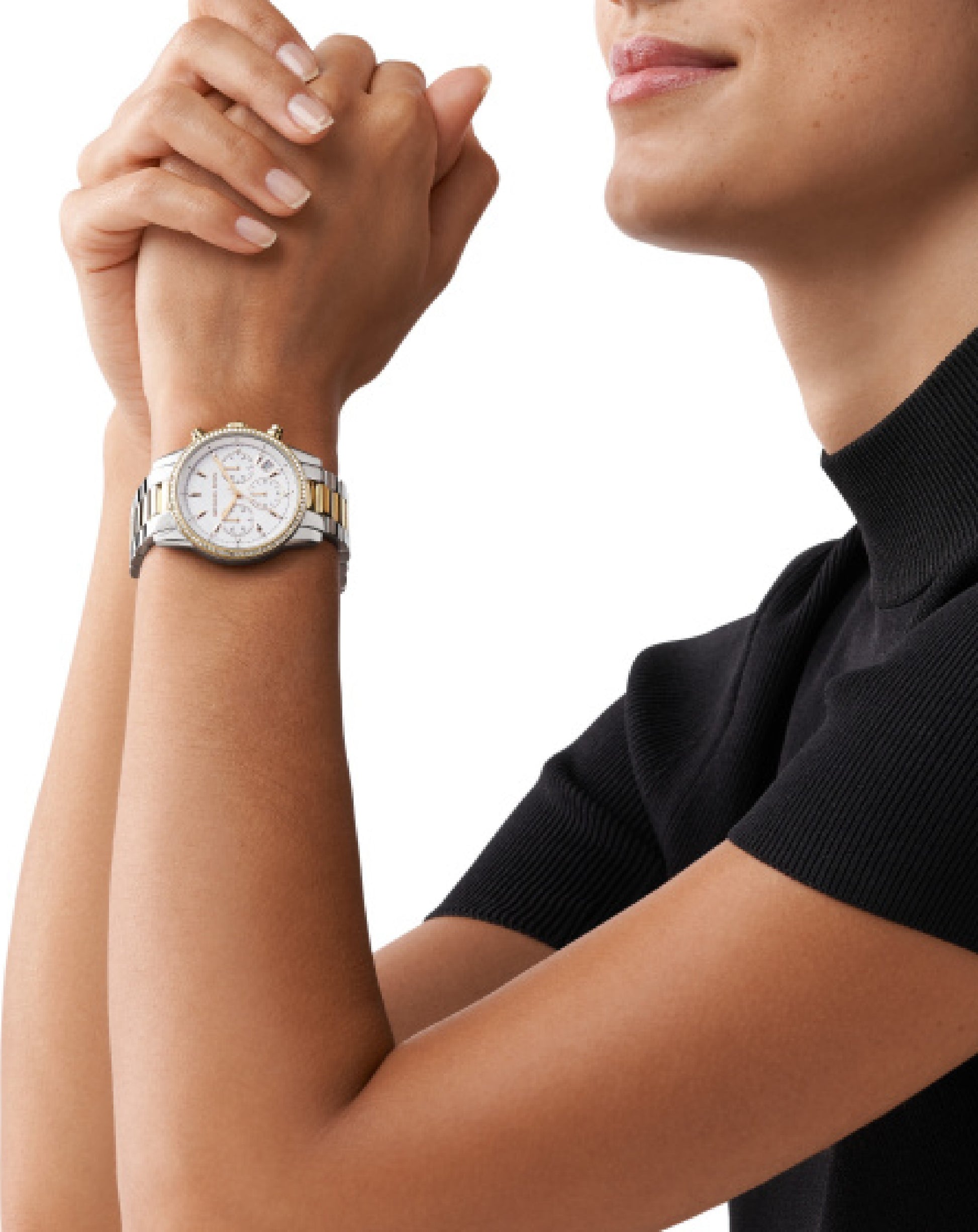 Buy Michael Kors Womens Quartz Chronograph Ritz Two Tone Stainless Steel White Dial 37mm Watch - Mk6474 in Pakistan