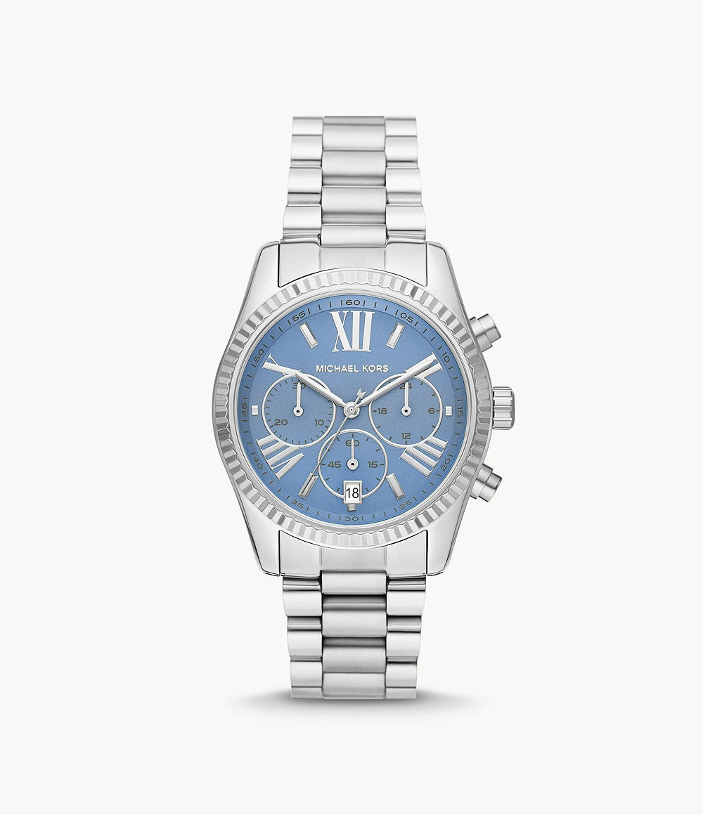 Buy Michael Kors Womens Quartz Lexington Silver Stainless Steel Blue Dial 38mm Watch - Mk7215 in Pakistan