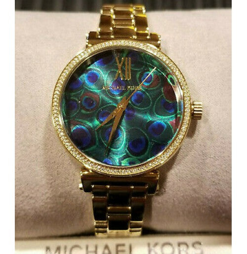 Buy Michael Kors Women’s Quartz Gold Stainless Steel Blue Peacock Motif Dial 36mm Watch - MK3946 in Pakistan