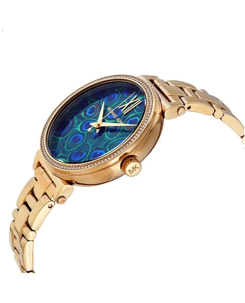 Buy Michael Kors Women’s Quartz Gold Stainless Steel Blue Peacock Motif Dial 36mm Watch - MK3946 in Pakistan