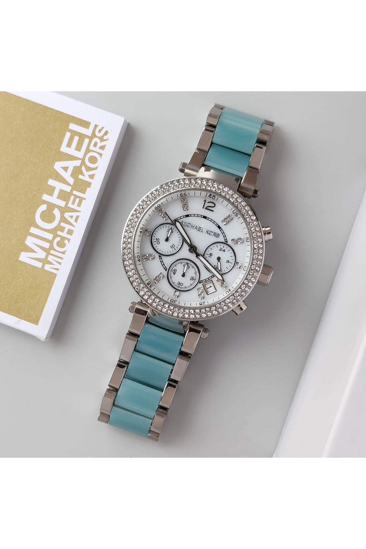 Buy Michael Kors Parker Mother of Pearl Dial Light Blue Strap Ladies Watch - MK6138 in Pakistan