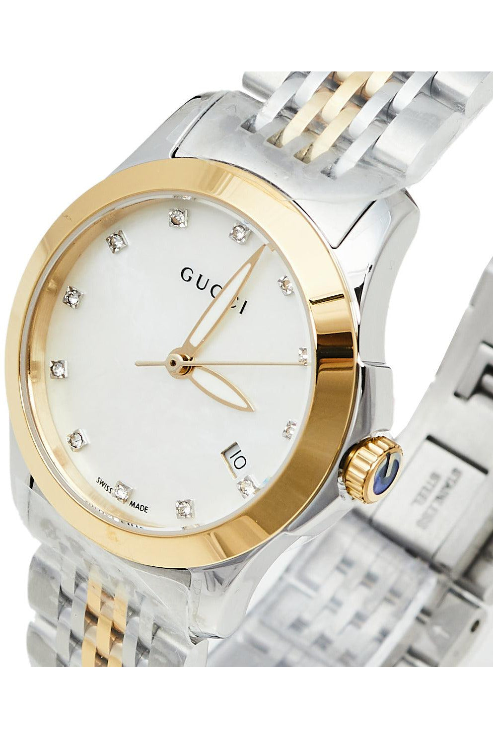 Buy Gucci Women's Swiss Made Quartz Stainless Steel Mother of Pearl Dial 27mm Watch YA126514 in Pakistan