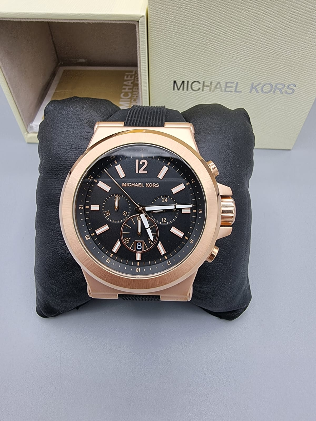 Buy Michael Kors Men’s Chronograph Silicone Strap Black Dial 45mm Watch - MK8184 in Pakistan