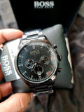 Buy Hugo Boss Mens Chronograph Quartz Stainless Steel Black Dial 44mm Watch - 1513714 in Pakistan