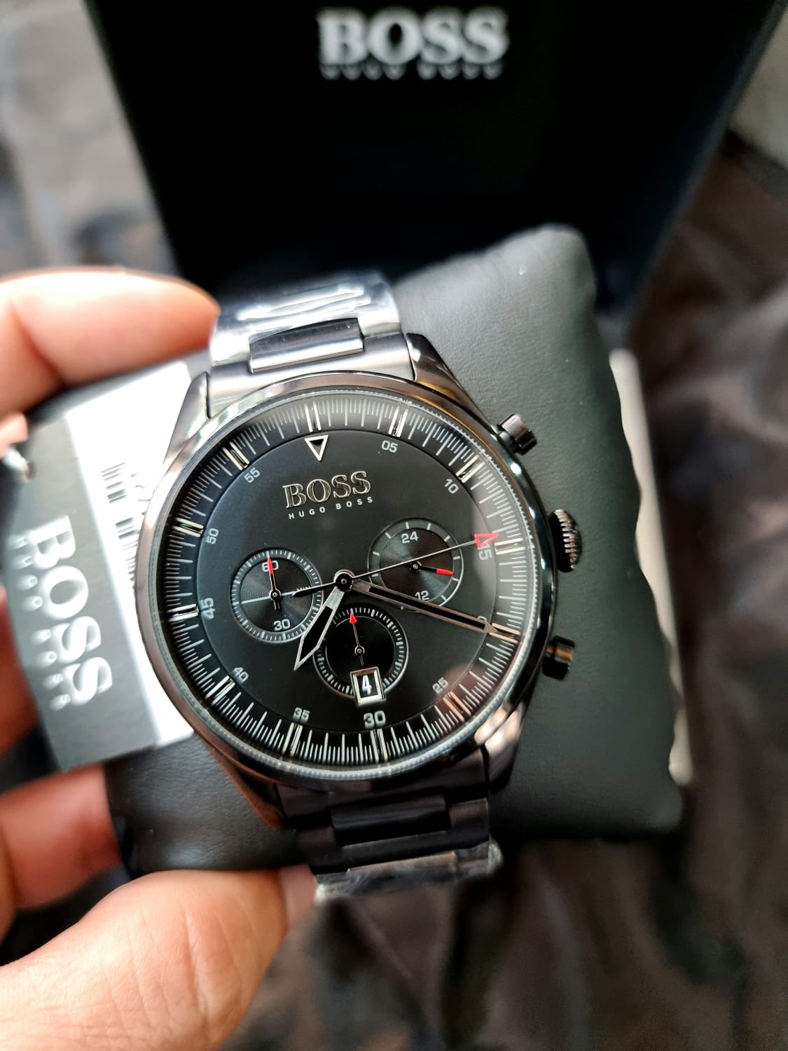 Buy Hugo Boss Mens Chronograph Quartz Stainless Steel Black Dial 44mm Watch - 1513714 in Pakistan