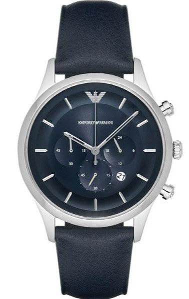 Buy Emporio Armani Menβs Chronograph Quartz Leather Strap Blue Dial 43mm Watch - AR11018 in Pakistan