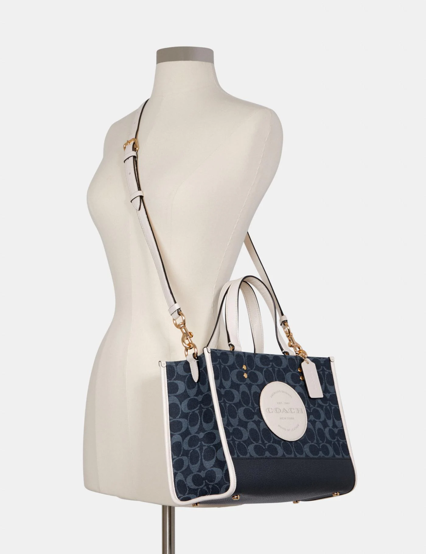 Buy Coach Dempsey Carryall In Signature Jacquard With Stripe And Coach Patch Bag Large - Denim Blue in Pakistan