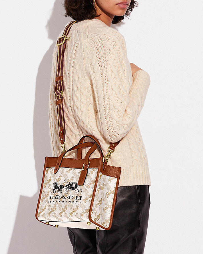Buy Coach Field Tote In Signature Canvas With Horse And Carriage Print Bag Small - Orange in Pakistan