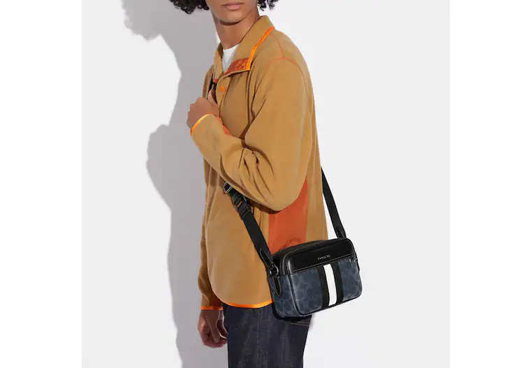 Buy Coach Graham Crossbody In Blocked Signature Canvas With Varsity Stripe Small Bag in Pakistan