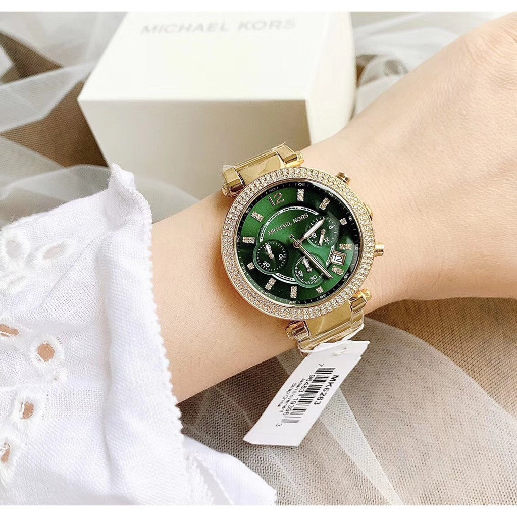 Buy Michael Kors Womens Quartz Chronograph Parker Gold Stainless Steel Green Dial 38mm Watch - Mk6263 in Pakistan