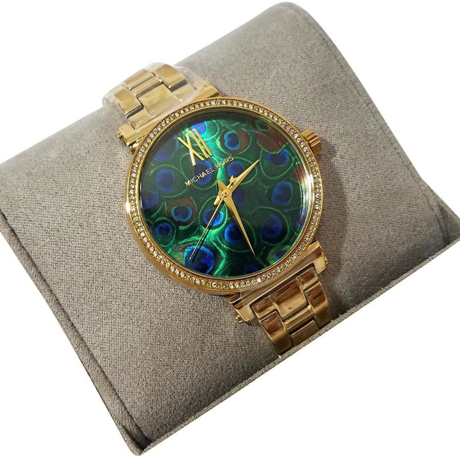 Buy Michael Kors Women’s Quartz Gold Stainless Steel Blue Peacock Motif Dial 36mm Watch - MK3946 in Pakistan