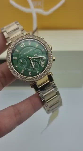 Buy Michael Kors Womens Quartz Chronograph Parker Gold Stainless Steel Green Dial 38mm Watch - Mk6263 in Pakistan
