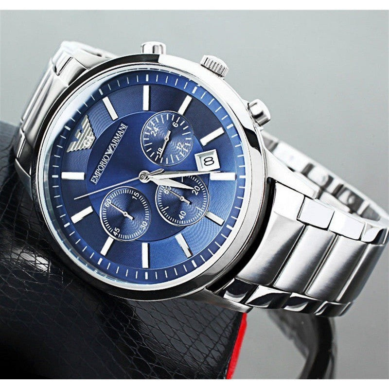 Buy Emporio Armani Men's Chronograph Quartz Stainless Steel Blue Dial 41mm Watch AR2448 in Pakistan