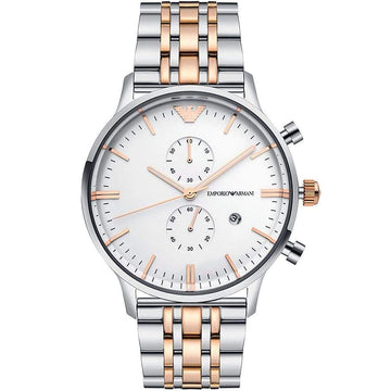 Buy Emporio Armani Men's Chronograph Quartz Stainless Steel White Dial 43mm Watch AR0399 in Pakistan