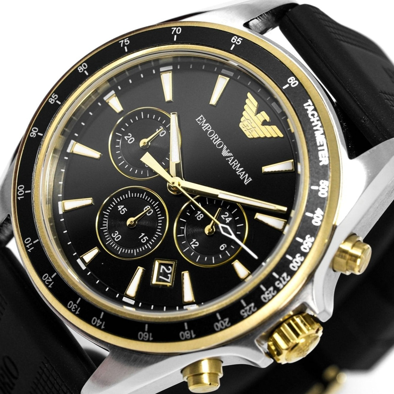 Buy Emporio Armani Men’s Chronograph Quartz Black Silicone Strap 44mm Watch - AR80003 in Pakistan