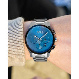 Buy Hugo Boss Mens Chronograph Quartz Stainless Steel Blue Dial 44mm Watch - 1513763 in Pakistan